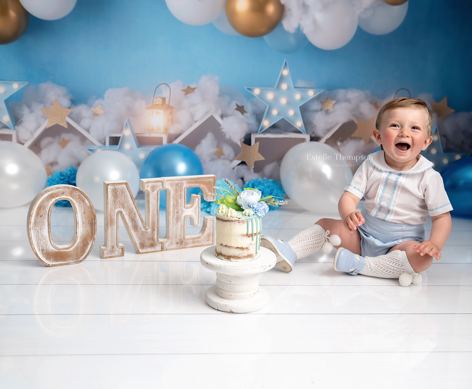 Baby boy at a cake smash photoshoot